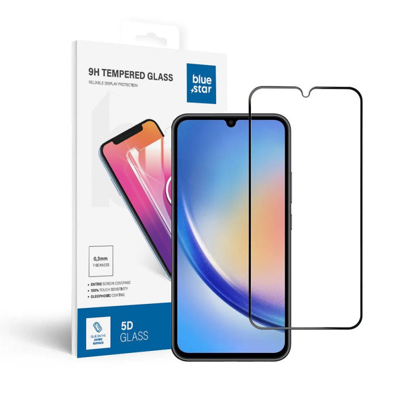 Tvrzené sklo Blue Star 5D Samsung Galaxy A34 5G (full glue/case friendly) - černé