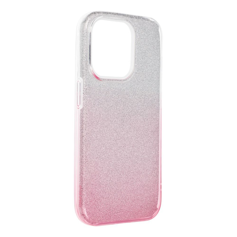 OEM Pouzdro Forcell SHINING APPLE IPHONE 15 PRO transparent/růžové