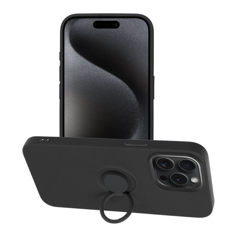 OEM Pouzdro Forcell SILICONE RING APPLE IPHONE 15 PRO MAX černé