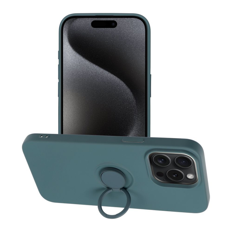 OEM Pouzdro Forcell SILICONE RING APPLE IPHONE 15 PRO MAX zelené
