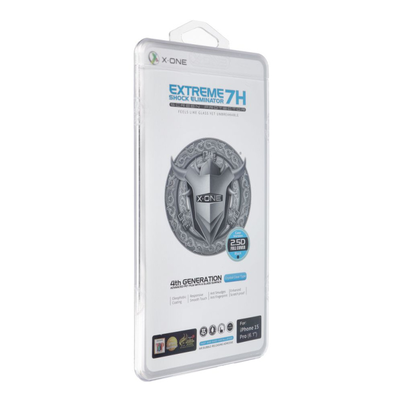 Tvrzené sklo X-ONE Extreme Shock Eliminator 4th gen. - pro Apple iPhone 15 Pro