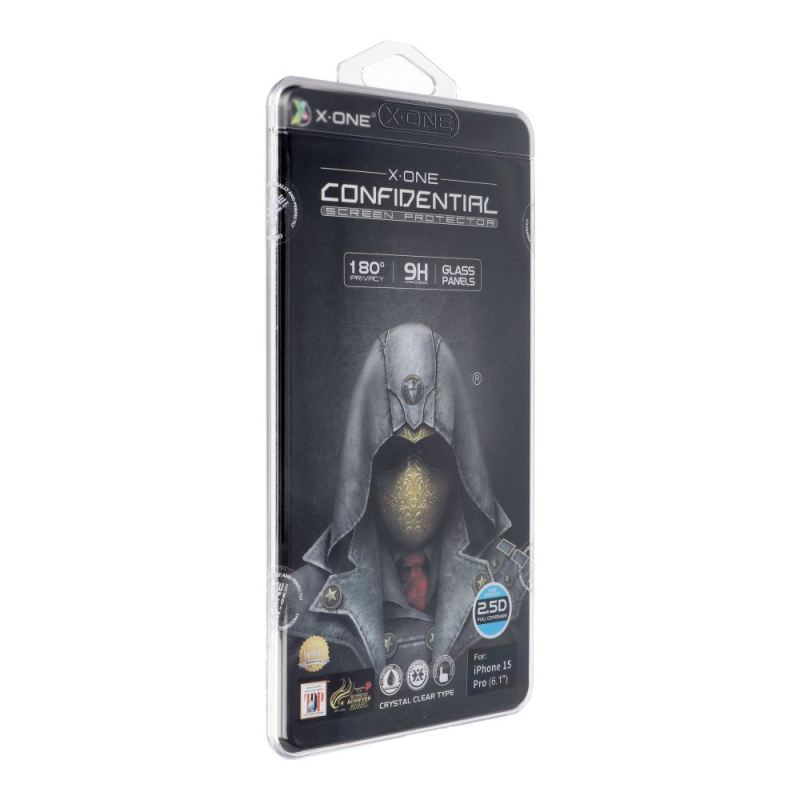 Tvrzené sklo X-ONE Full Cover Extra Strong Privacy - pro Apple iPhone 15 Pro (full glue) černé