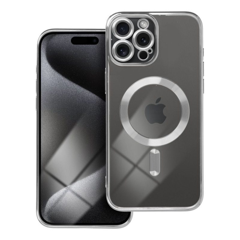 OEM Pouzdro Electro Mag Cover APPLE IPHONE 15 PRO MAX stříbrné
