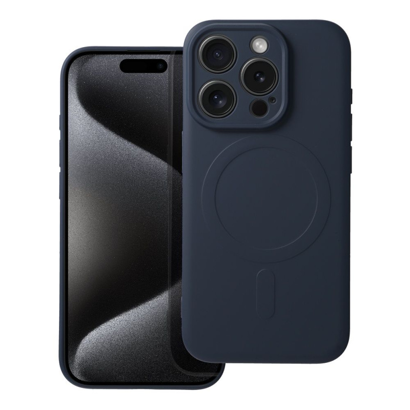 Smarty Mag silikonový kryt s MagSafe iPhone 15 Pro modrý titan