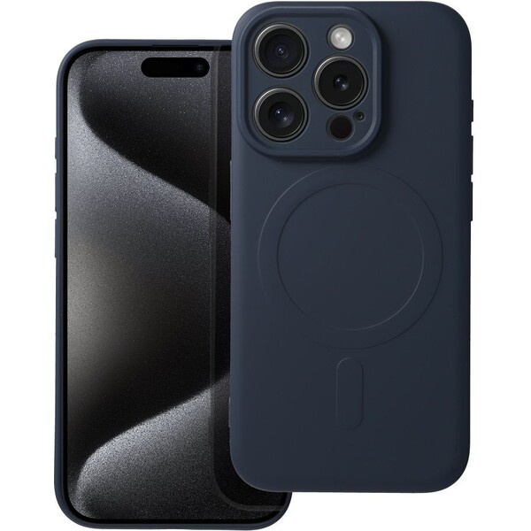 Smarty Mag silikonový kryt s MagSafe iPhone 15 Pro modrý titan