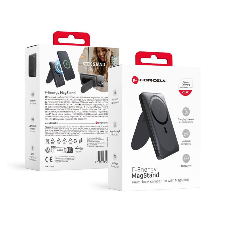 FORCELL Powerbank F-Energy MagStand F10K2 10 000mAh 20W kompatibilní s MagSafe černá