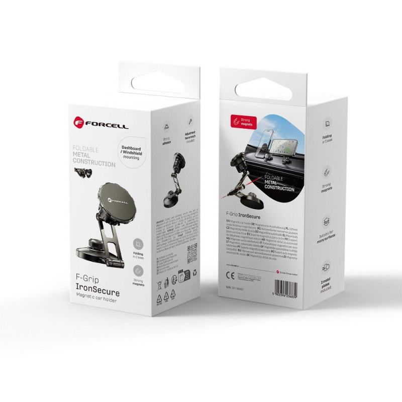 FORCELL F-Grip IronSecure držák do auta na čelní sklo/desku magnetický černý