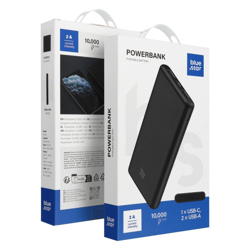 BLUE STAR powerbank 10000 mAh 2A W1086 černá