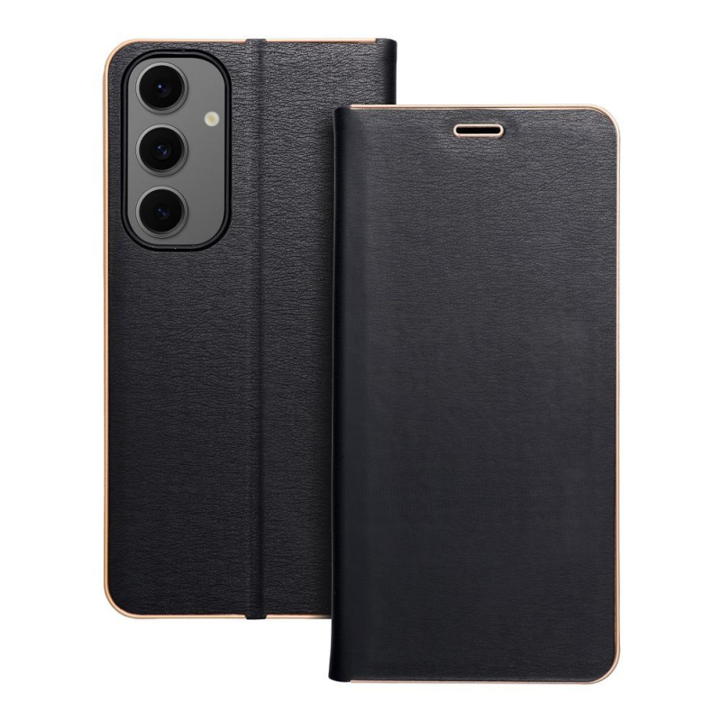 OEM Pouzdro LUNA Book Gold SAMSUNG Galaxy S24 FE černé