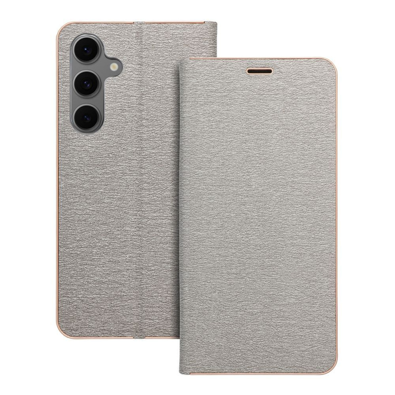 OEM Pouzdro LUNA Book Gold SAMSUNG Galaxy S24 FE stříbrné