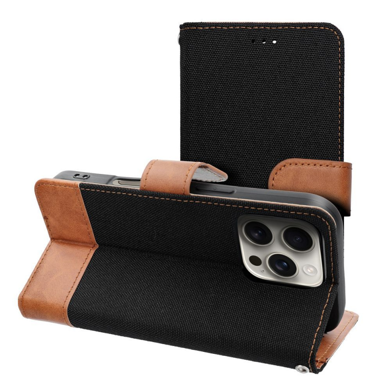 OEM Pouzdro JEANS Book APPLE IPHONE 16 Pro Max černé