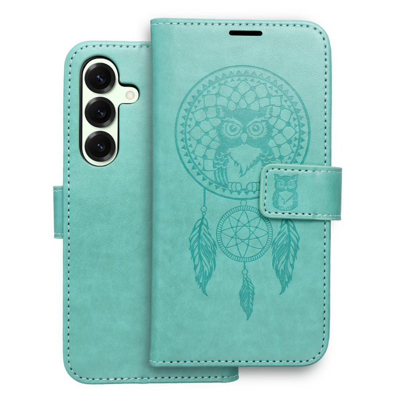 OEM Pouzdro MEZZO Book SAMSUNG Galaxy S25 lapač snů zelené