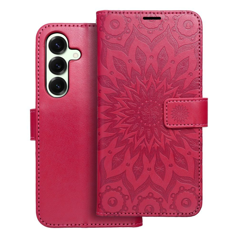 OEM Pouzdro MEZZO Book SAMSUNG Galaxy S25 mandala purpurové