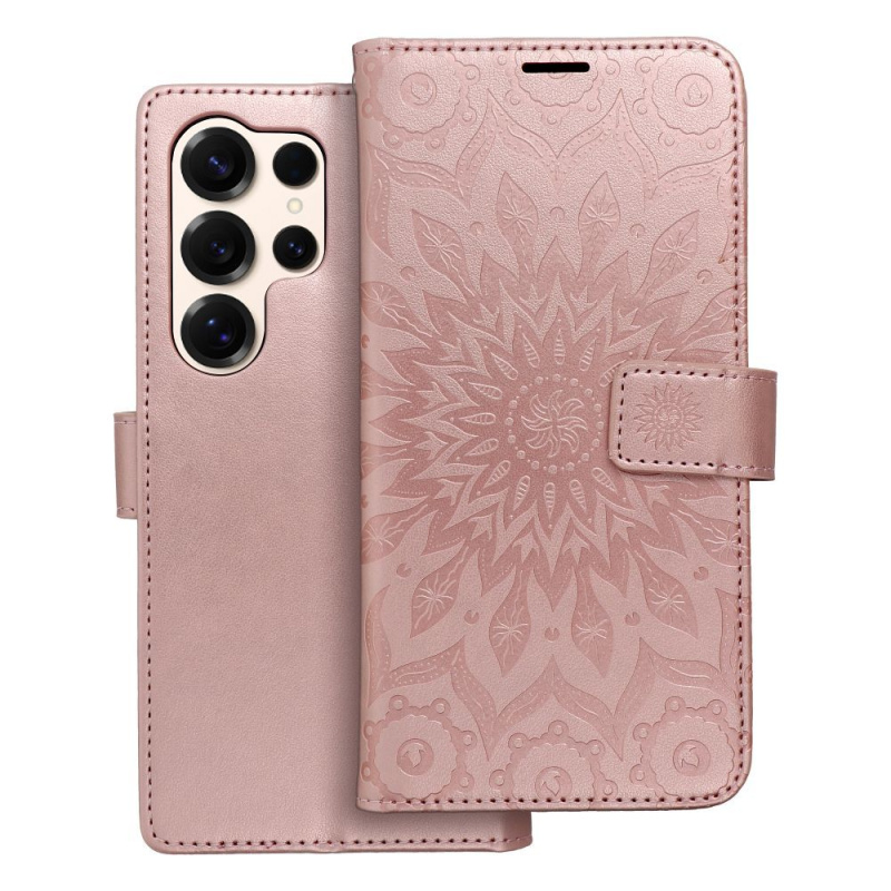 OEM Pouzdro MEZZO Book SAMSUNG Galaxy S25 Ultra mandala zlato růžové