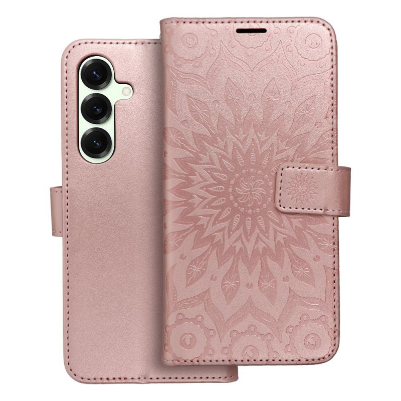 OEM Pouzdro MEZZO Book SAMSUNG Galaxy S25 Plus mandala zlato růžové