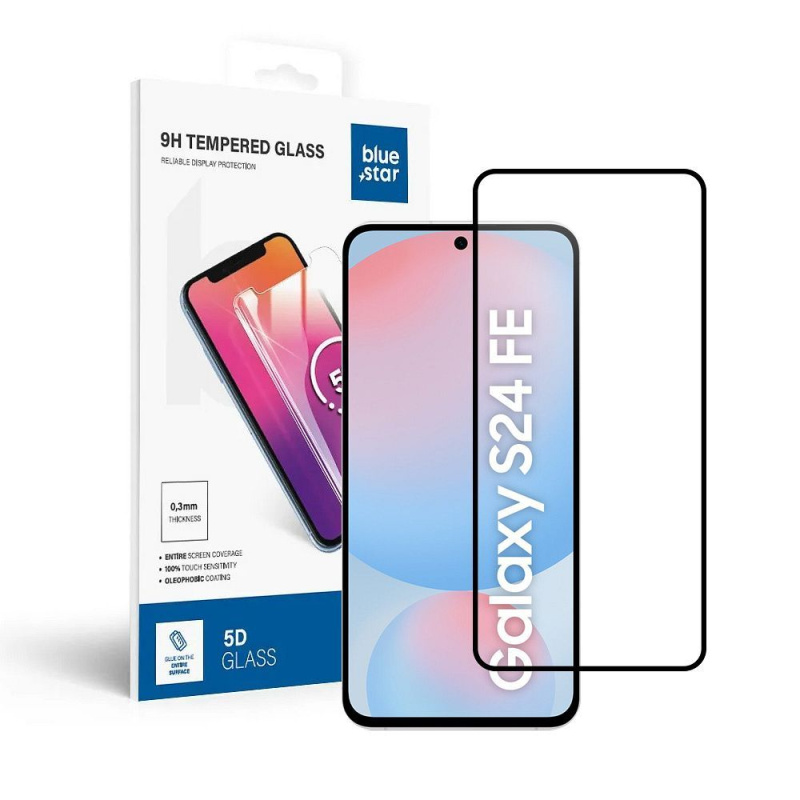 Tvrzené sklo Blue Star 5D Samsung Galaxy S24 FE (full glue/case friendly) - černé