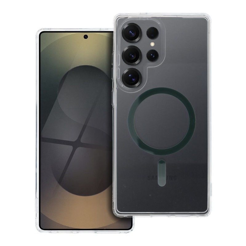 OEM Pouzdro Drop Glue Colorful Ring Mag Cover MagSafe SAMSUNG Galaxy S25 ULTRA tmavě zelené