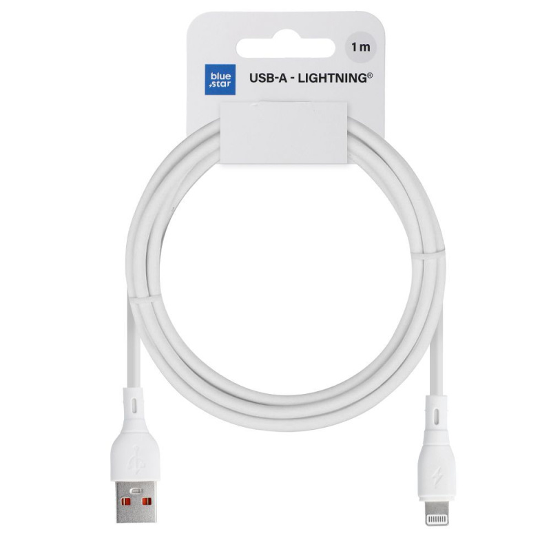 Nabíjecí kabel USB-A → Lightning Blue Star ECO 1 m (2,4A) – bílý, pro iPhone