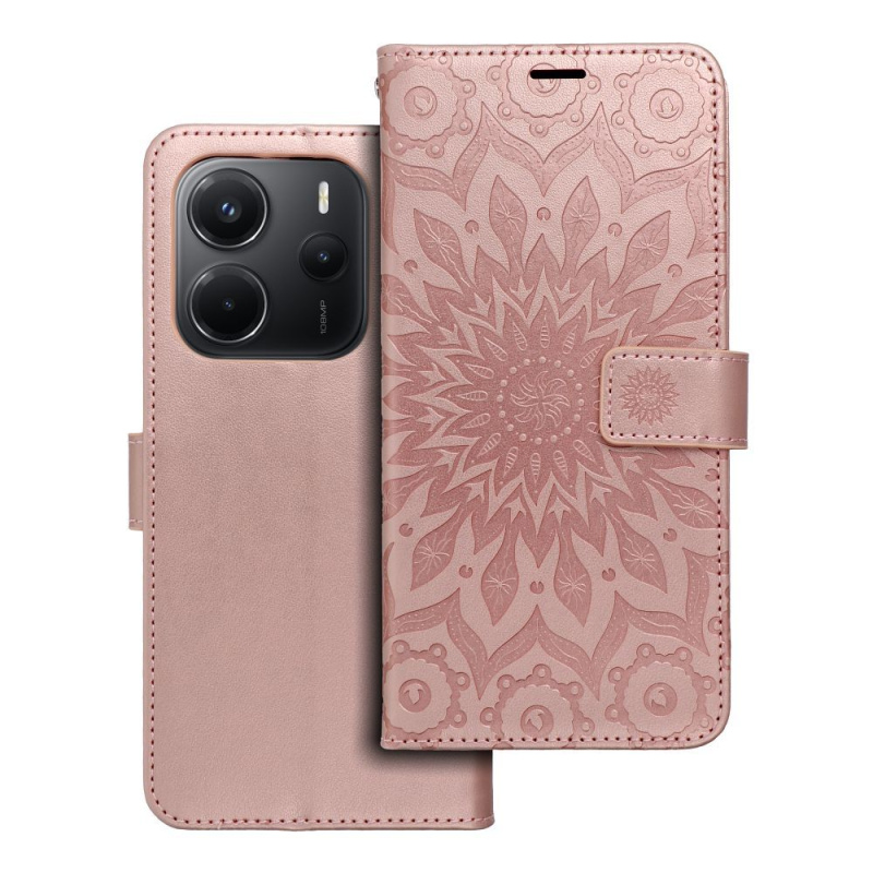 OEM Pouzdro MEZZO Book XIAOMI Redmi Note 14 5G mandala zlato růžové