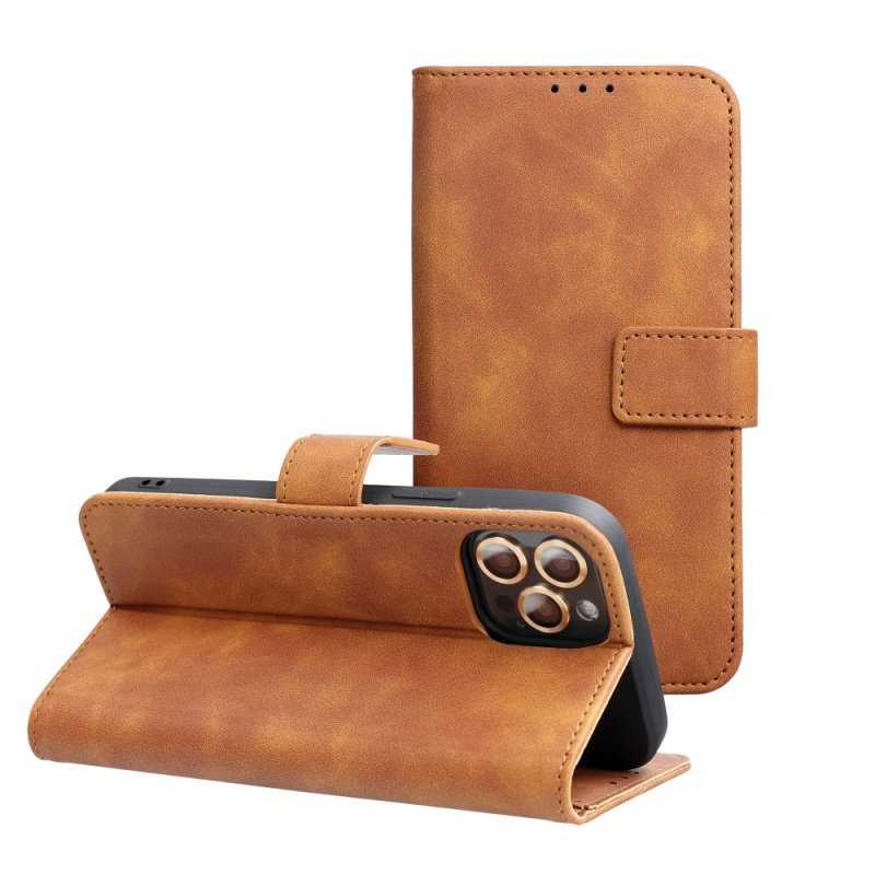 OEM Pouzdro na iPhone 17 Air Tender hnědé – peněženkové, magnet, TV stand
