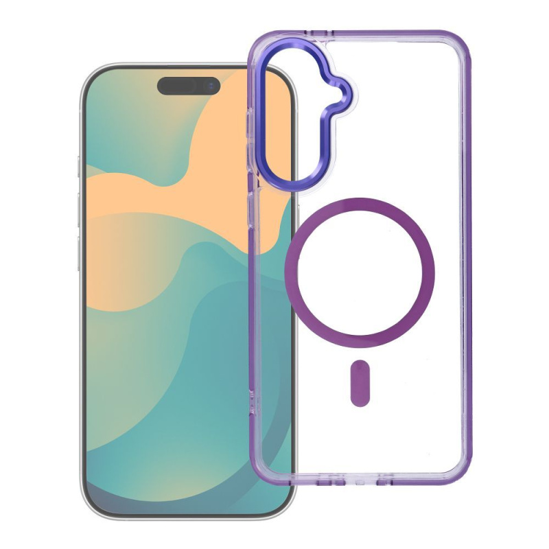 OEM FRAME CLEAR HYBRID MAG COVER MagSafe kryt na Samsung Galaxy A57 – fialový