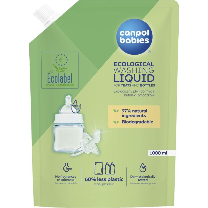 Canpol babies Ecological Washing Liquid mycí prostředek na dětské potřeby náhradní náplň 1000 ml