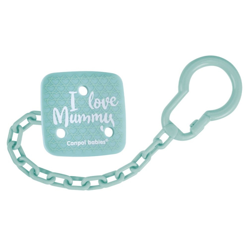 Canpol babies Řetízek na dudlík I LOVE MUMMY - zelená
