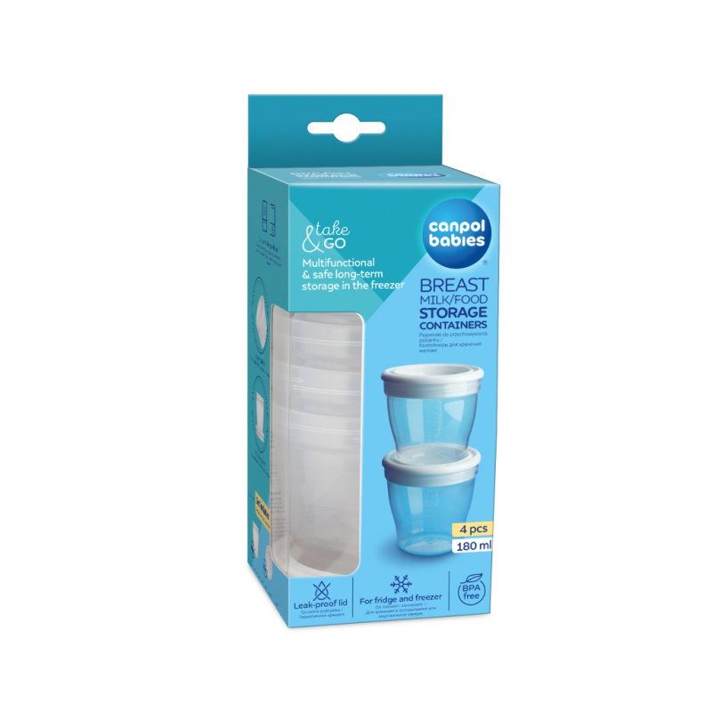 Canpol babies zásobníky na uchovávání pokrmů s víčkem 4 ks, 180 ml