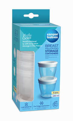 Canpol babies zásobníky na uchovávání pokrmů s víčkem 4 ks, 180 ml
