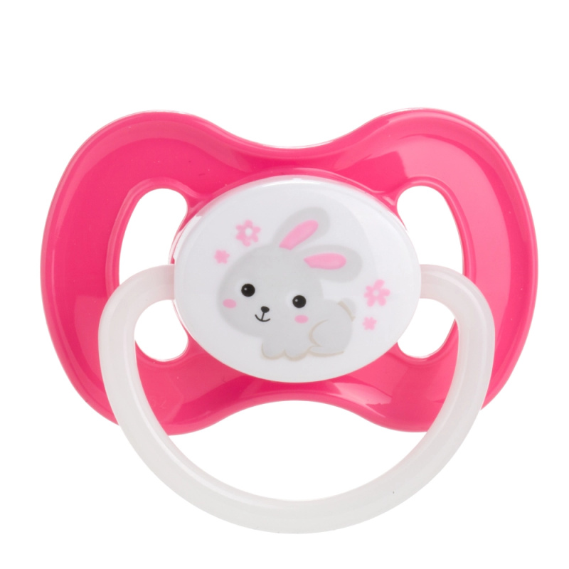 Kaučukový dudlík třešinka CANPOL babies Bunny & Company, 6–18 měsíců, růžový