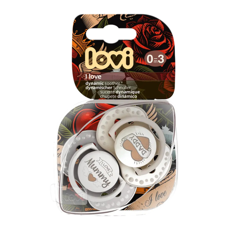 LOVI Dudlík silikonový dynamický I LOVE 0-6m 2ks