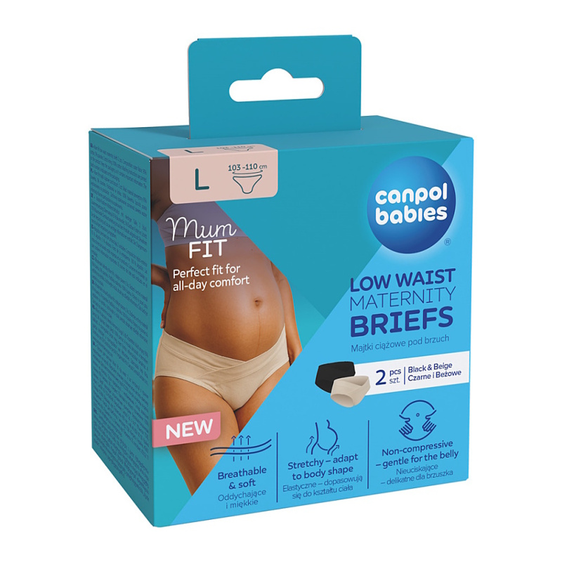 CANPOL BABIES Těhotenské kalhotky s nízkým pasem mum fit L 2 kusy