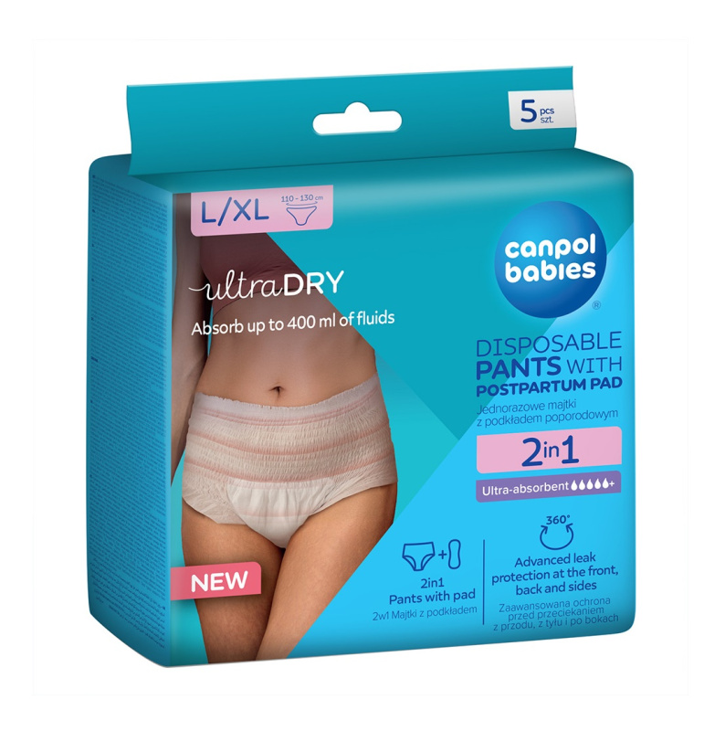Canpol babies Jednorázové poporodní kalhotky s vložkou L/XL 2v1