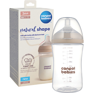 Canpol babies Natural Shape antikoliková lahev s dvouzónovou savičkou 260 ml