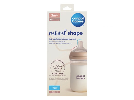 Canpol babies Natural Shape antikoliková lahev s dvouzónovou savičkou 260 ml