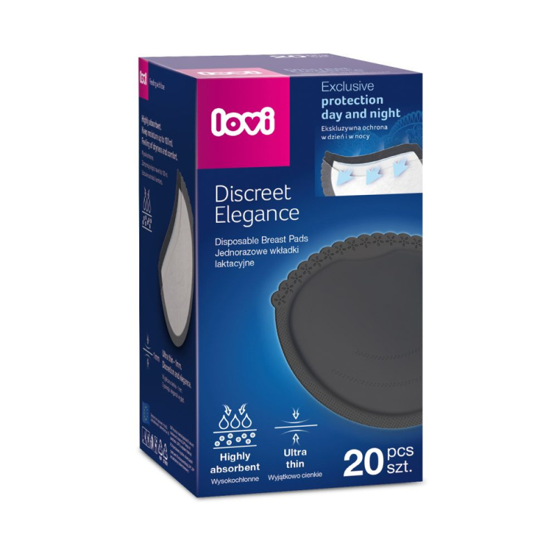 Lovi jednorázové vložky do podprsenky Discreet Elegance černé 20 ks