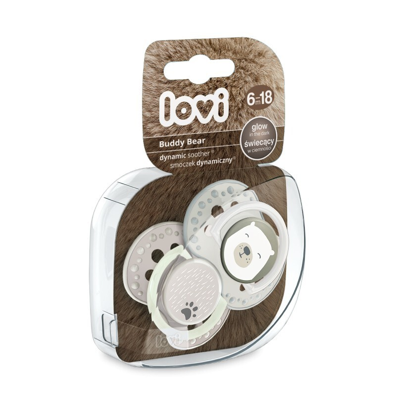 LOVI Dudlík silikonový dynamický  BUDDY BEAR 6-18m 2ks