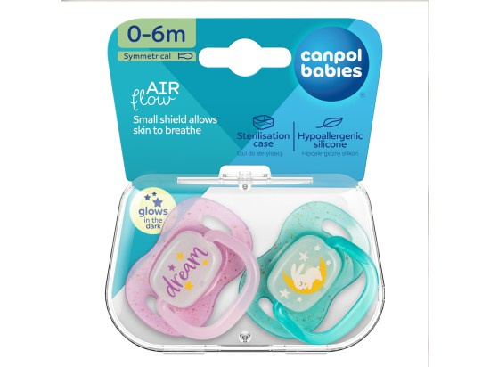 Canpol babies NIGHTGLOW Girl dudlík 0-6 m 2 ks