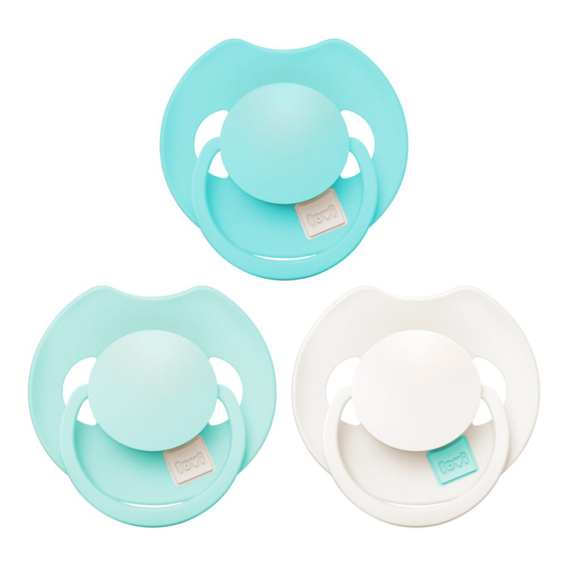 LOVI Dudlík silikonový dynamický PRIME Tutti Frutti 18m+ 3ks Aqua Green