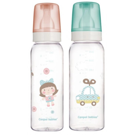 CANPOL BABIES Láhev sklo s potiskem 240 ml