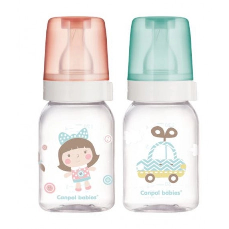 CANPOL BABIES Láhev sklo s potiskem 120 ml 