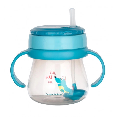 Sportovní hrneček se slámkou se závažím 250 ml modrý CANPOL BABIES