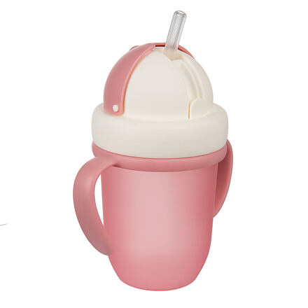 Canpol babies hrníček se silikonovou slámkou 210ml MATT růžový