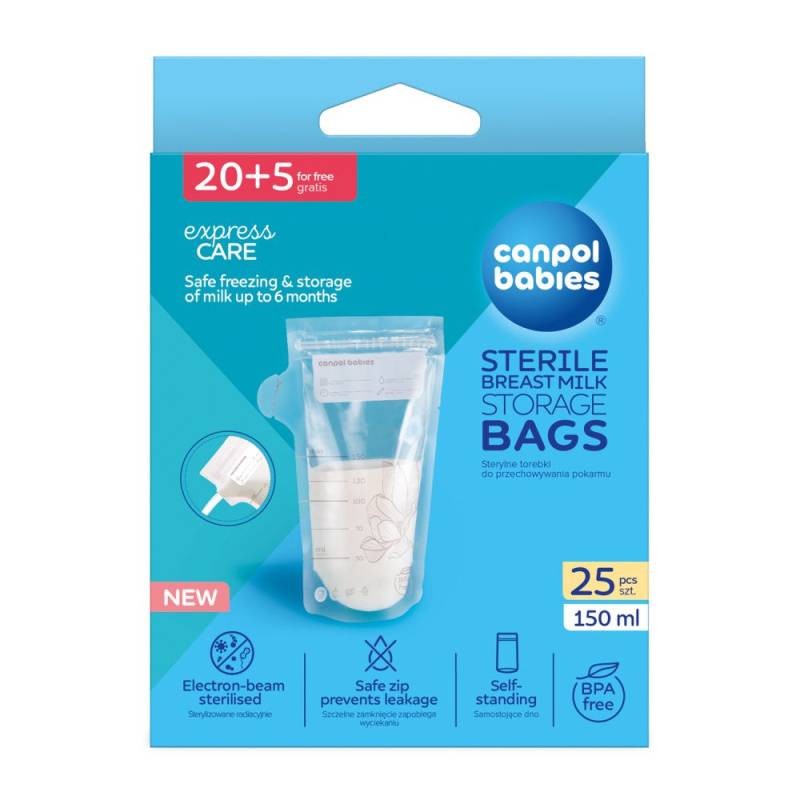 Sáčky na mateřské mléko CANPOL babies 25 ks, 150 ml, BPA free