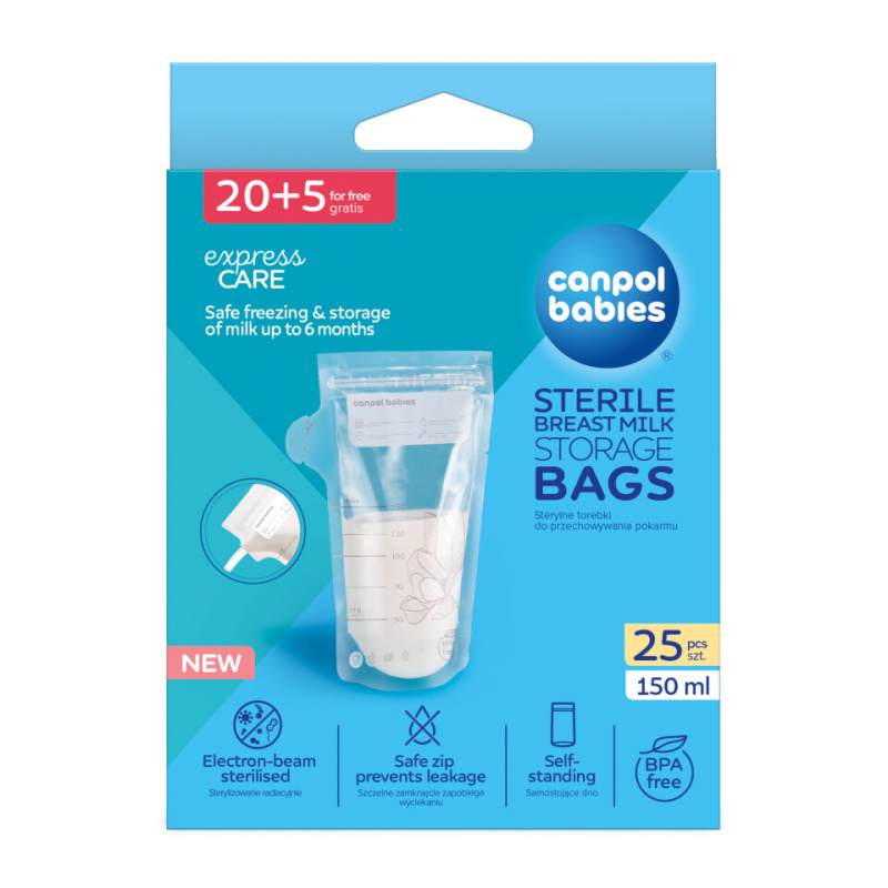 Sáčky na mateřské mléko CANPOL babies 25 ks, 150 ml, BPA free