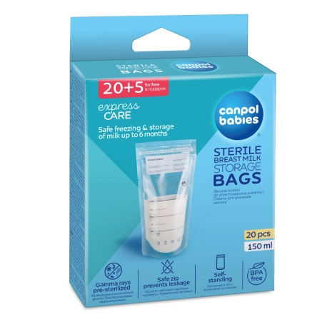 Sáčky na mateřské mléko CANPOL babies 25 ks, 150 ml, BPA free