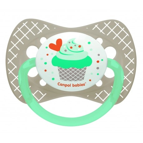 Canpol babies silikonový symetrický dudlík 0–6 m Cupcake šedý