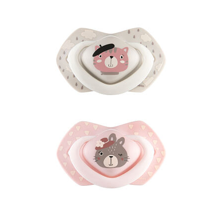 CANPOL BABIES A - Set symetrických silikonových dudlíků 0-6m BONJOUR PARIS růžový