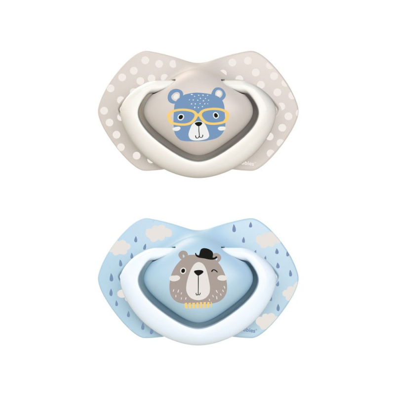 CANPOL BABIES B - Set symetrických silikonových dudlíků 6-18m BONJOUR PARIS modrý 
