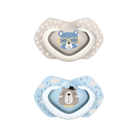 CANPOL BABIES B - Set symetrických silikonových dudlíků 6-18m BONJOUR PARIS modrý 